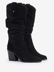 Barbour® Black Corey Western Heel Suede Tall Boots - Image 2 of 5