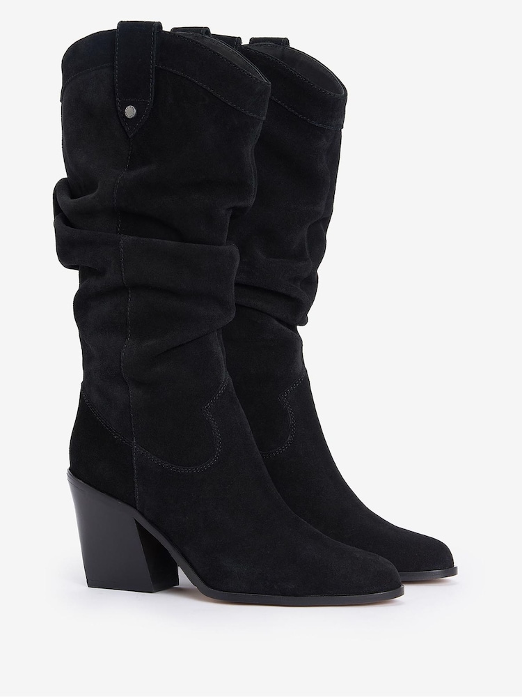 Barbour® Black Corey Western Heel Suede Tall Boots - Image 2 of 5