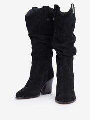 Barbour® Black Corey Western Heel Suede Tall Boots - Image 3 of 5