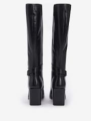 Barbour® Black Saskia Leather Block Heel Tall Boots - Image 4 of 5