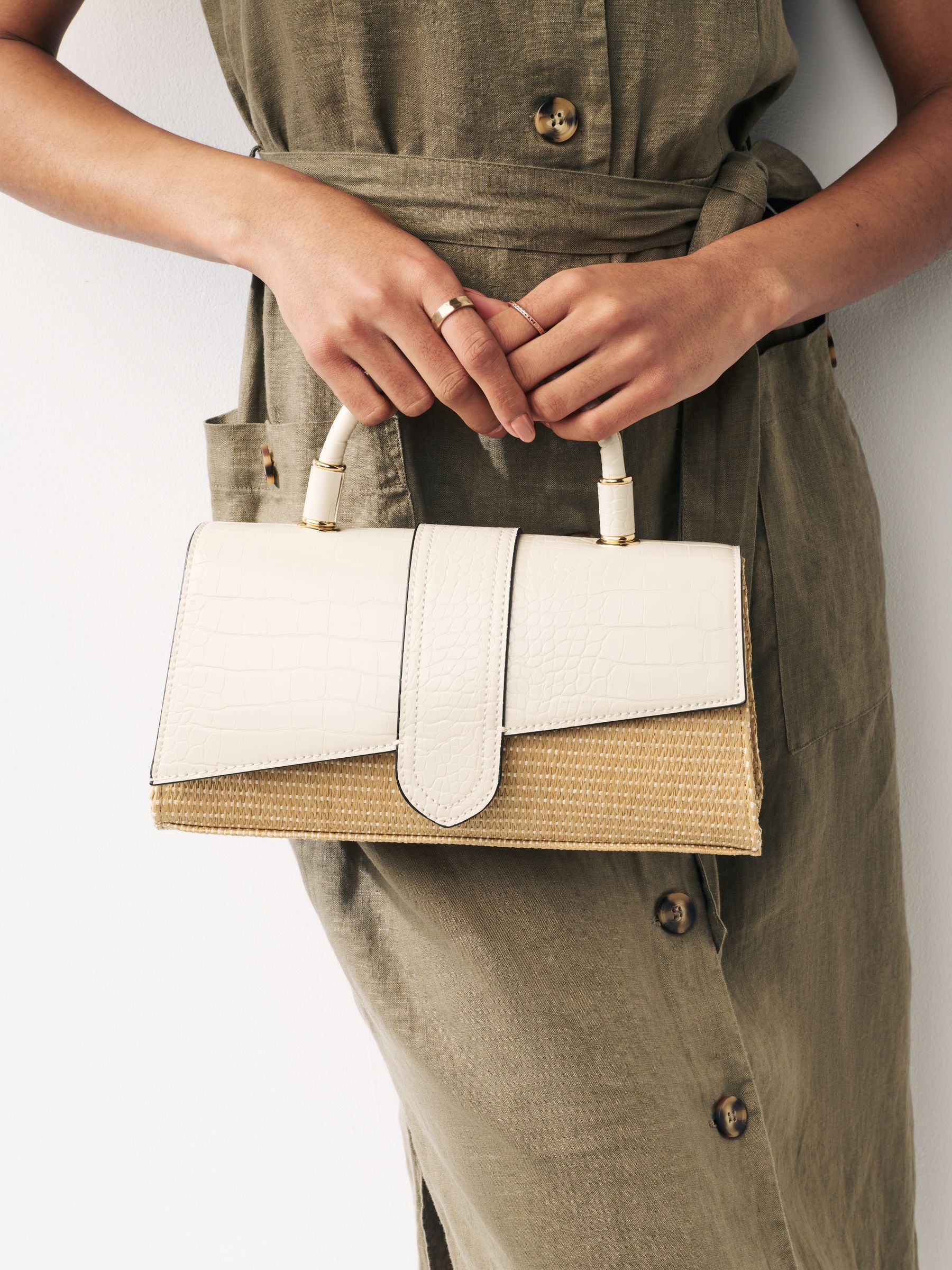 Bone Raffia Cross Body Bag