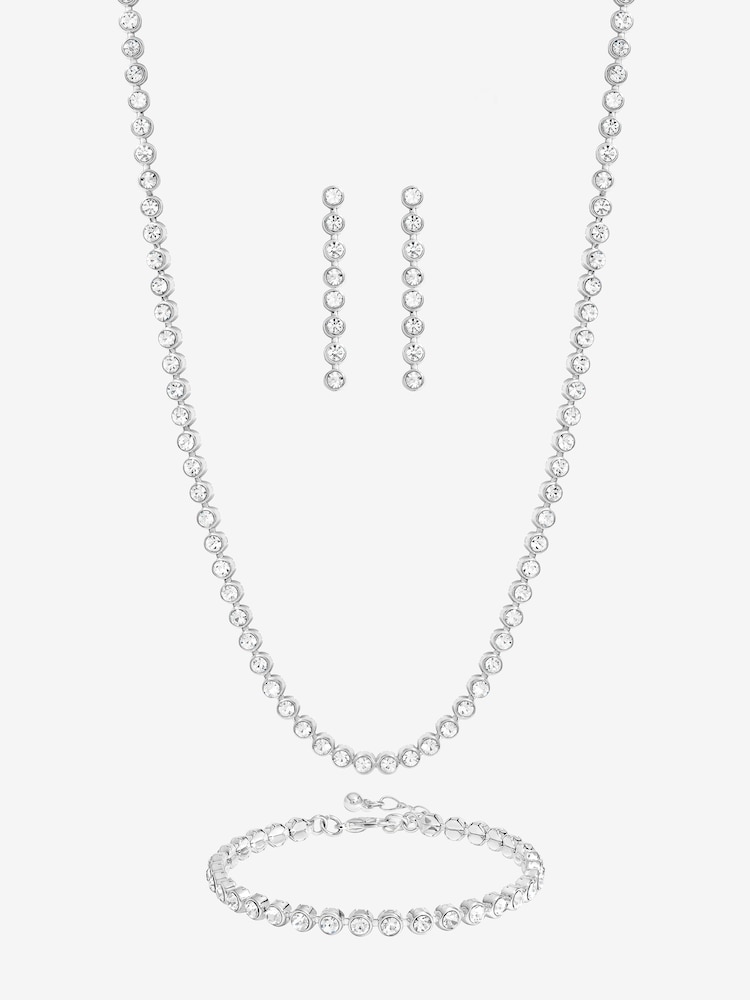 Mood Silver Tone Tennis Earrings Set 3 Piece - Image 1 of 1 Mood Silver Tone Tennis Earrings Set 3 Piece - Image 1 of 1