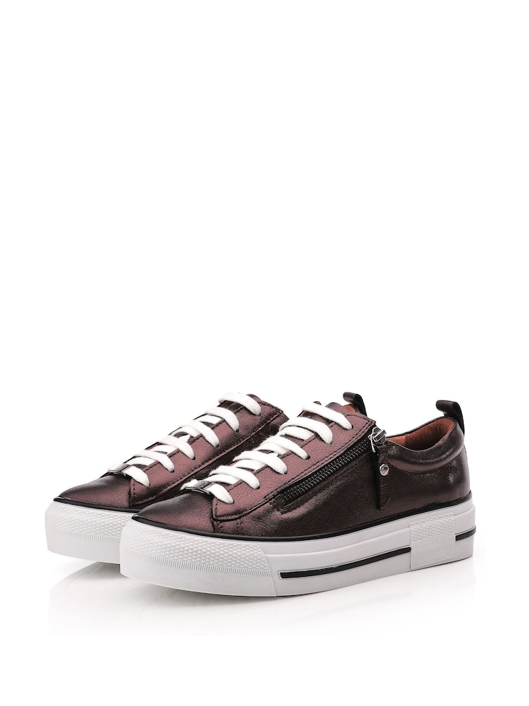 Moda In Pelle FILICIAN CHUNKY LEATHER TRAINER WITH ZIP AND LACE-UP CLOSURE - Image 2 of 5