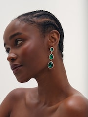 Mood Gold Tone Plated And Emerald Peardrop Earrings - Image 2 of 3