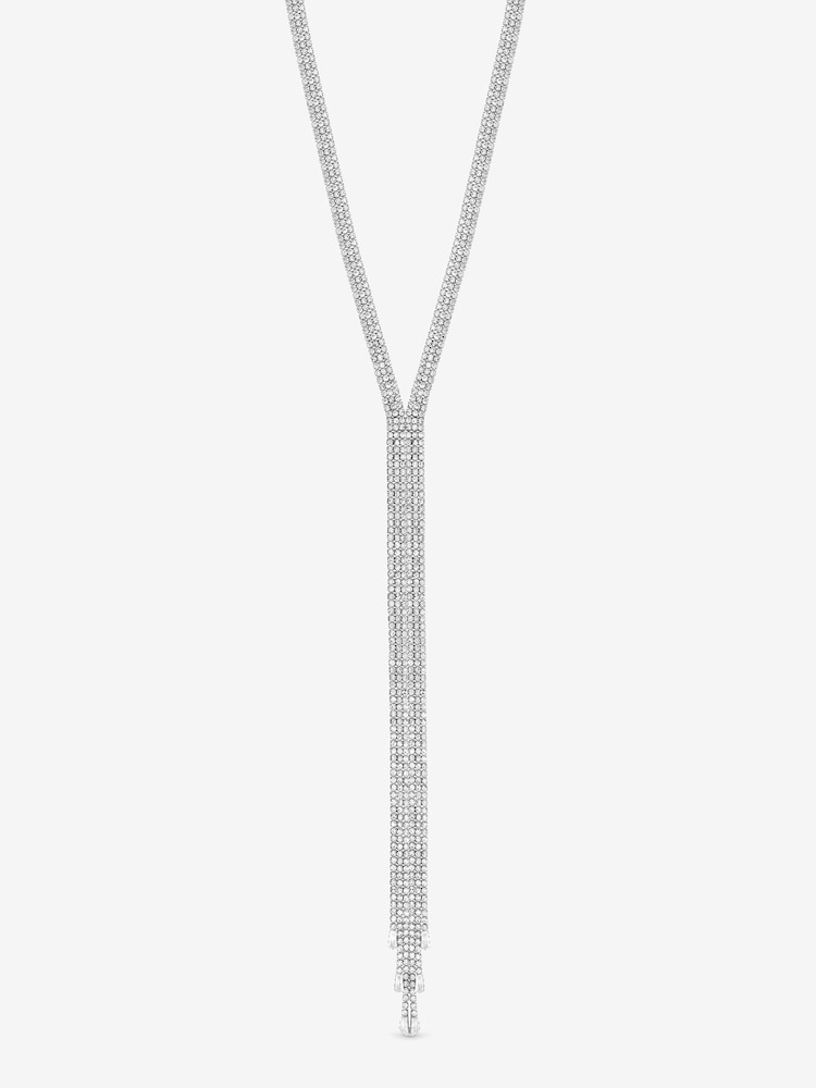Mood Silver Tone Crystal Lariat Necklace - Image 3 of 3