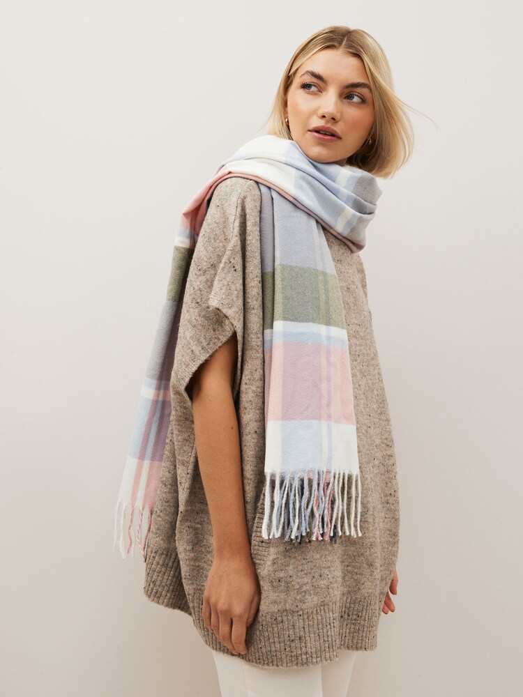 Pink Check Midweight Scarf - Image 1 of 6