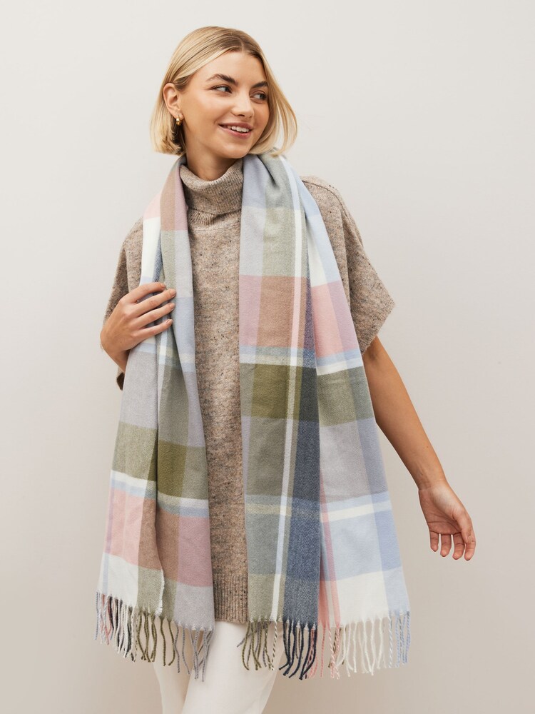 Pink Check Midweight Scarf - Image 2 of 6