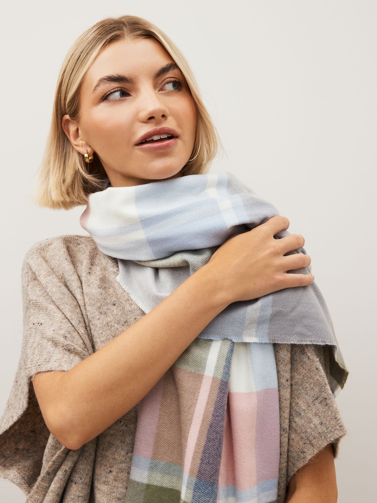 Pink Check Midweight Scarf - Image 3 of 6