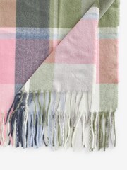 Pink Check Midweight Scarf - Image 5 of 6