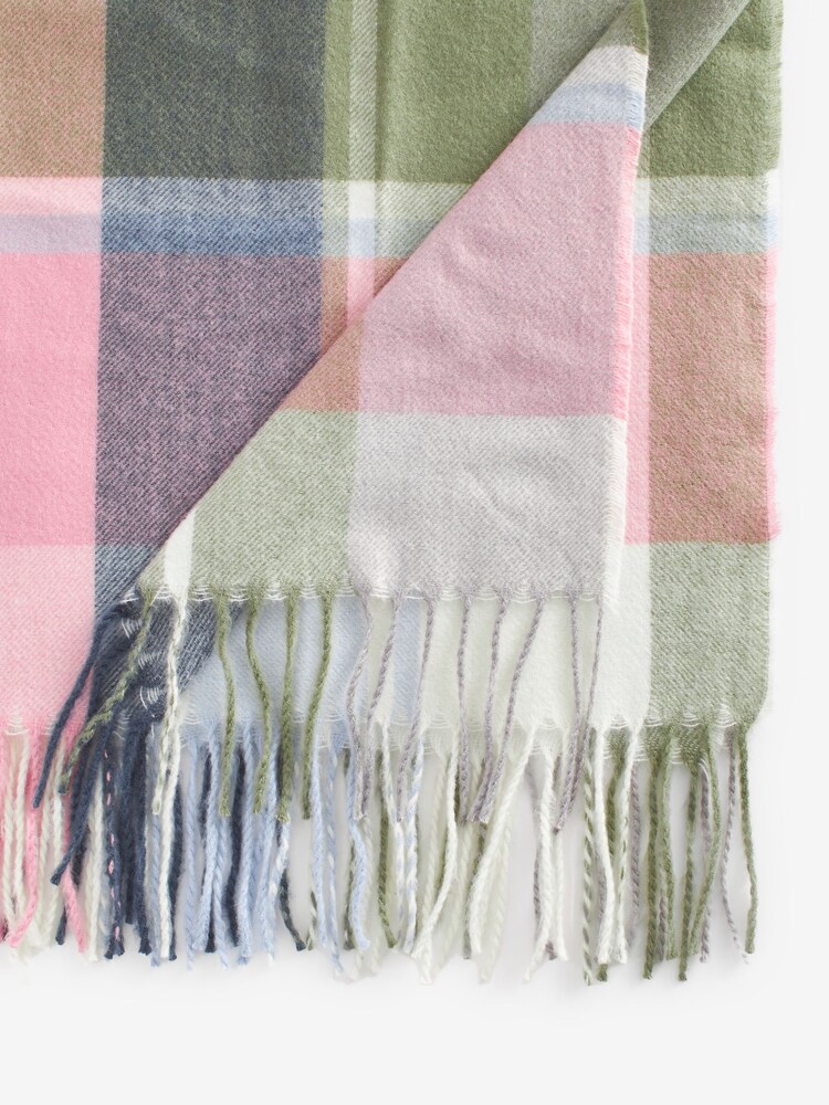 Pink Check Midweight Scarf - Image 5 of 6
