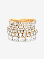 Mood Silver Tone Gold Crystal Statement Multi Pack Bracelet - Image 1 of 1