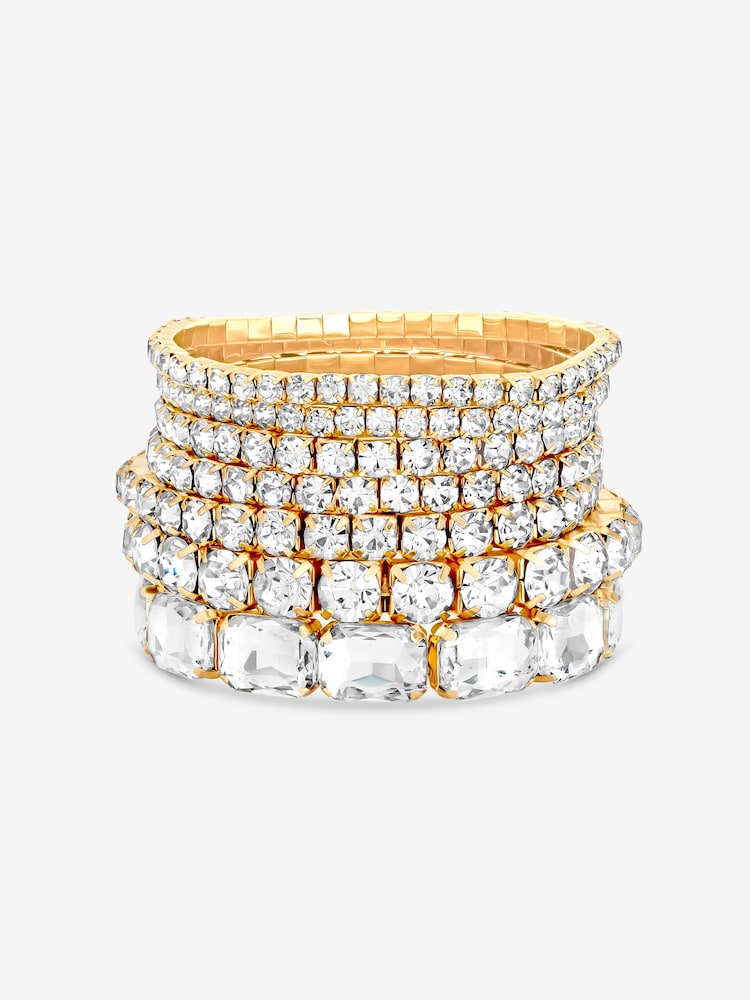 Mood Silver Tone Gold Crystal Statement Multi Pack Bracelet - Image 1 of 1 Mood Silver Tone Gold Crystal Statement Multi Pack Bracelet - Image 1 of 1