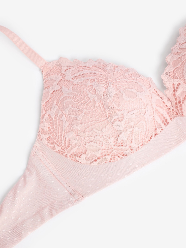 Light Pink Pad Non Wire Comfort Lace Bra - Image 7 of 7