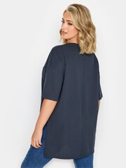 Hellblau - Yours Curve T-Shirt mit geschlitztem Saum - Bild 3 von 4