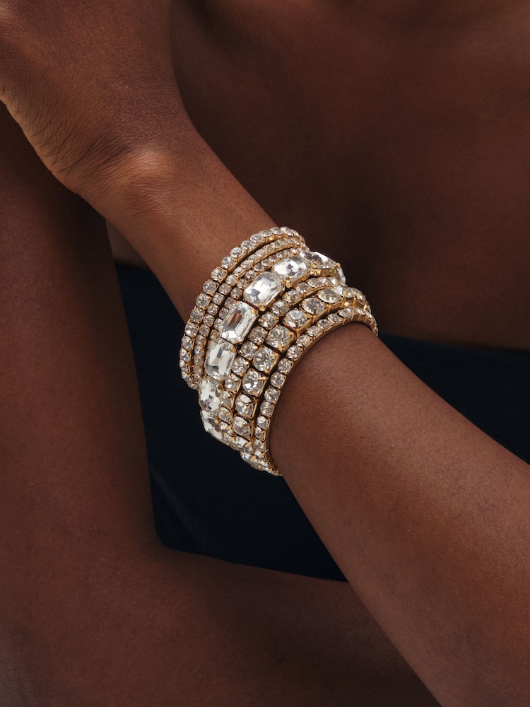 Mood Silver Tone Crystal Statement Multi Pack Bracelet - Image 1 of 2 Mood Silver Tone Crystal Statement Multi Pack Bracelet - Image 1 of 2