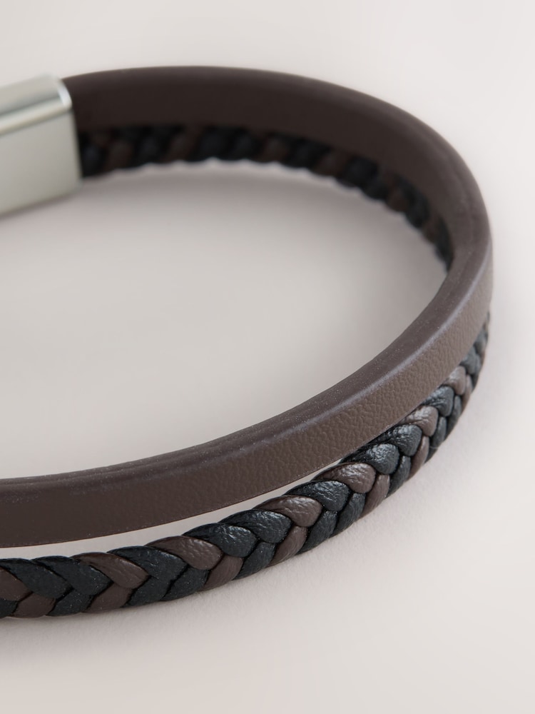 DCK Mens Brown Genuine Leather Bracelet - Image 2 of 3 DCK Mens Brown Genuine Leather Bracelet - Image 2 of 3