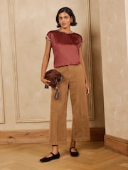 Love & Roses x2 Black and Rust Brown Tipped Satin Front Jersey Back Crew Neck T-Shirt - Image 4 of 7