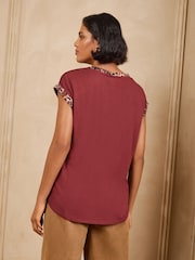 Love & Roses x2 Black and Rust Brown Tipped Satin Front Jersey Back Crew Neck T-Shirt - Image 6 of 7