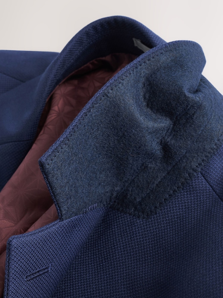 Bright Blue Regular Fit Textured Suit Jacket - Image 11 of 11