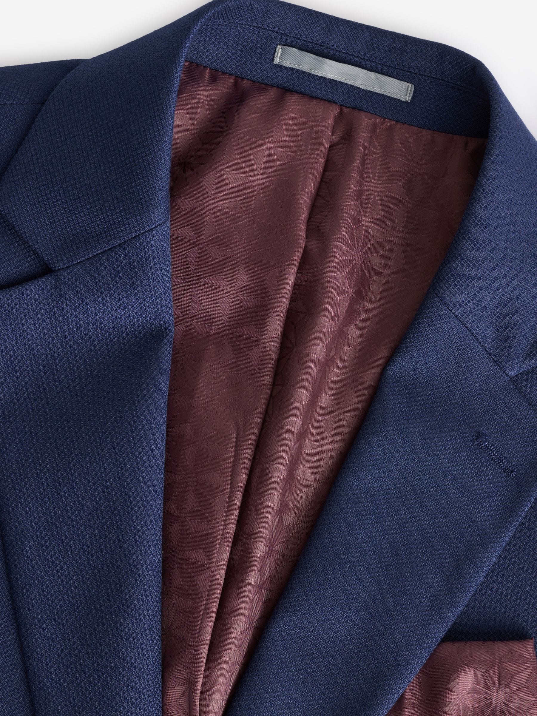 Bright Blue Regular Fit Textured Suit Jacket