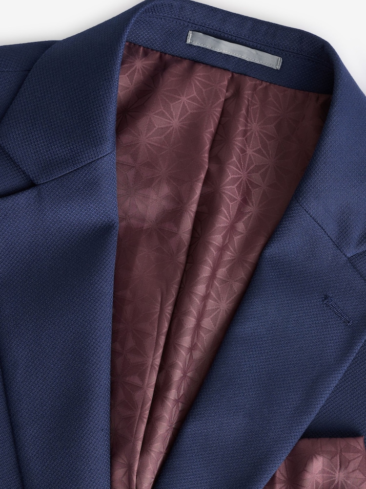 bleu vif - Ajustement régulier - Veste de costume texturée - Image 8 of 10
