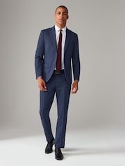 Bright Blue Regular Fit Textured Suit Trousers - Image 2 of 9