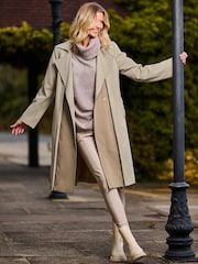 Jolie Moi Cream Two Tone Contrast Trench Coat - Image 1 of 4