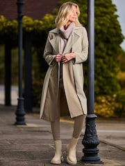 Jolie Moi Cream Two Tone Contrast Trench Coat - Image 3 of 4