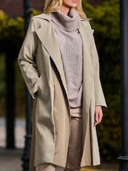 Jolie Moi Cream Two Tone Contrast Trench Coat - Image 4 of 4