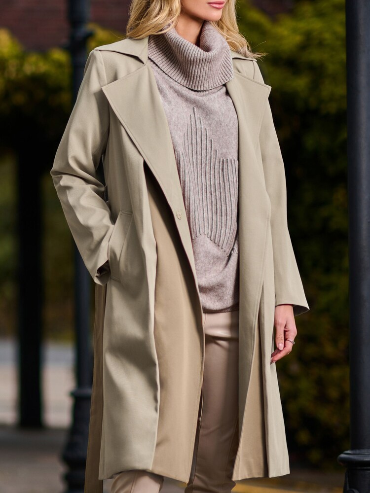 Jolie Moi Cream Two Tone Contrast Trench Coat - Image 4 of 4 Jolie Moi Cream Two Tone Contrast Trench Coat - Image 4 of 4