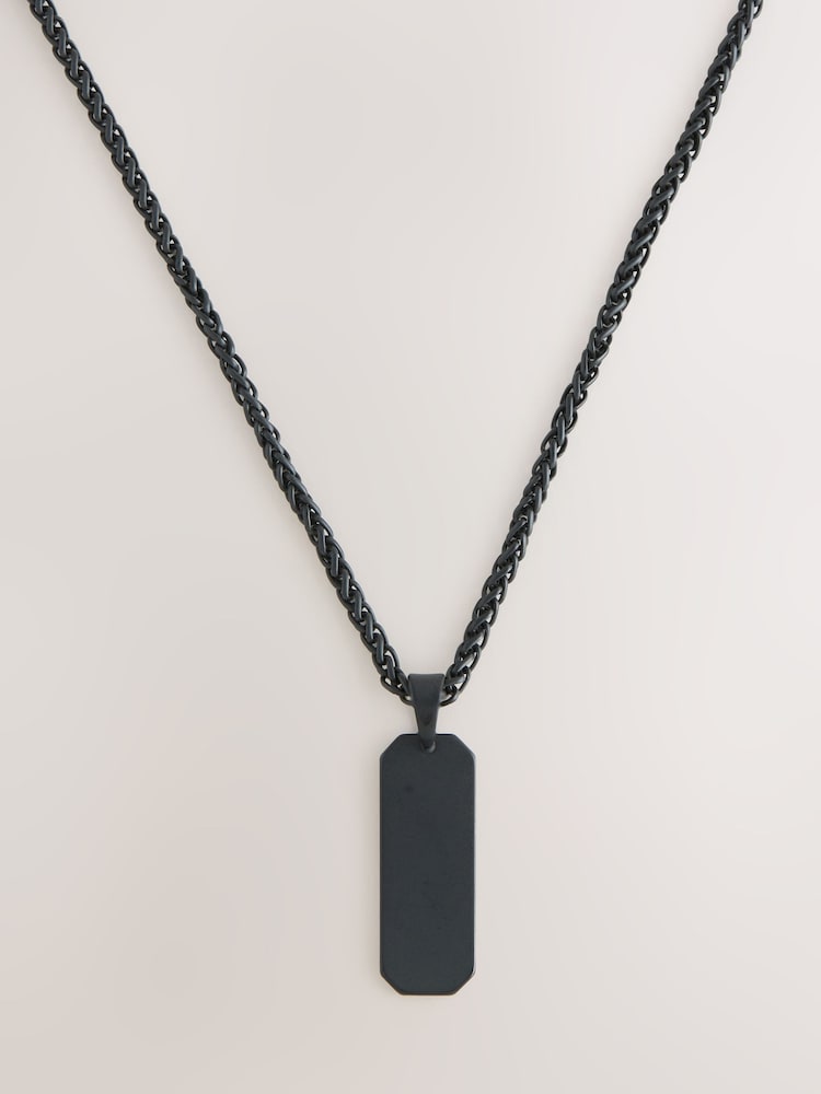 DCK Mens Black Dog Tag Pendant Necklace - Image 1 of 3