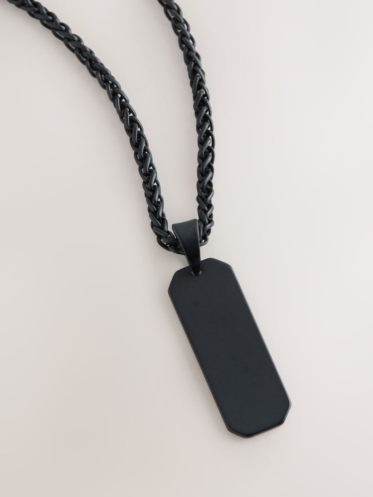 DCK Mens Black Dog Tag Pendant Necklace - Image 2 of 3
