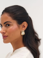 Mood Gold Tone Gold Plated And Crystal Ridge Statement Earrings - Image 2 of 3