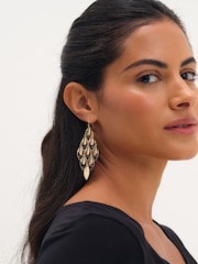 Mood Gold Tone Gold Plated And Polished Graduated Diamond Drop Earrings - Image 2 of 3