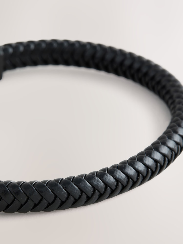 DCK Mens Black Genuine Leather Bracelet - Image 2 of 3 DCK Mens Black Genuine Leather Bracelet - Image 2 of 3