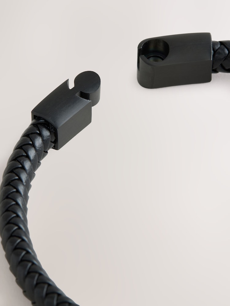 DCK Mens Black Genuine Leather Bracelet - Image 3 of 3 DCK Mens Black Genuine Leather Bracelet - Image 3 of 3