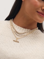 Mood Gold Tone Gold Plated And Crystal T-Bar Necklace - Image 2 of 2