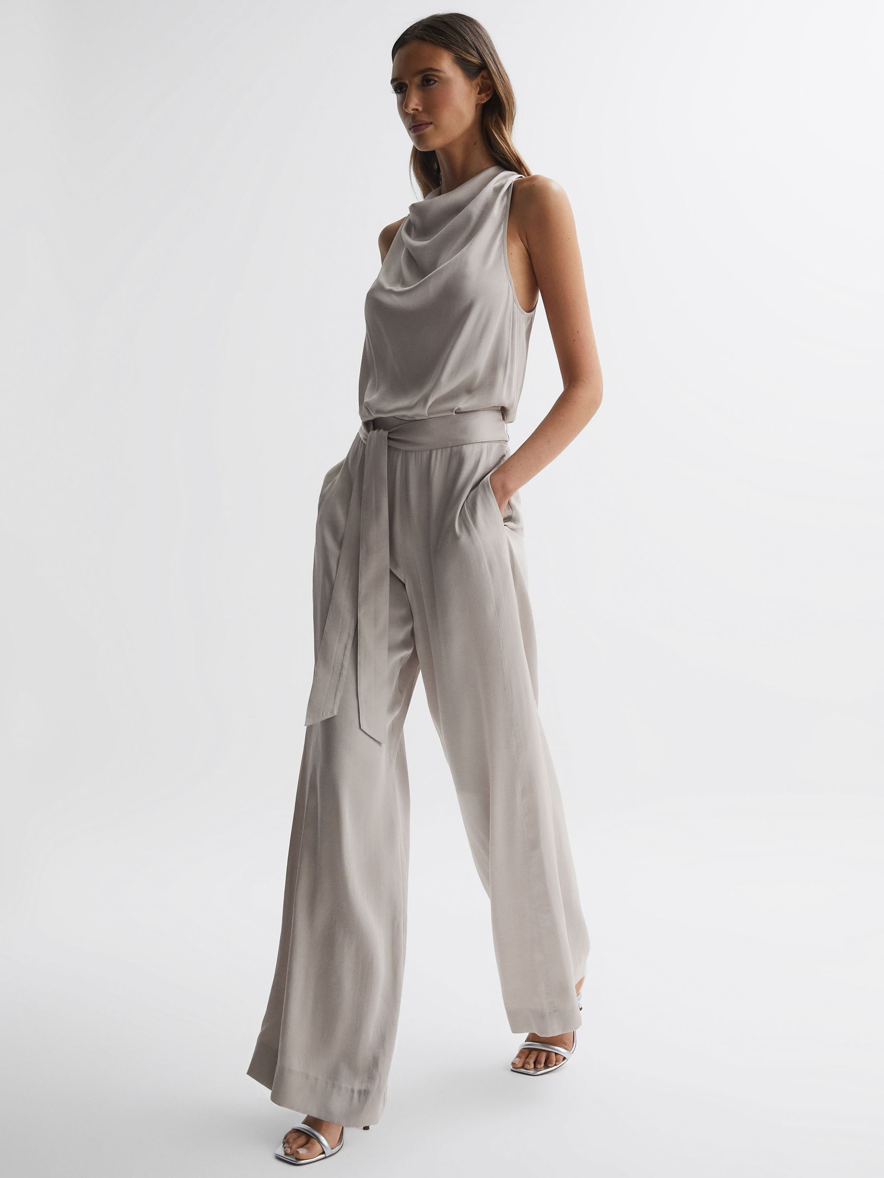 Buy Reiss Neutral Rose Sleeveless Cowl Neck Jumpsuit from Next Luxembourg