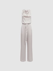 Reiss Neutral Rose Sleeveless Cowl Neck Jumpsuit - Image 2 of 5