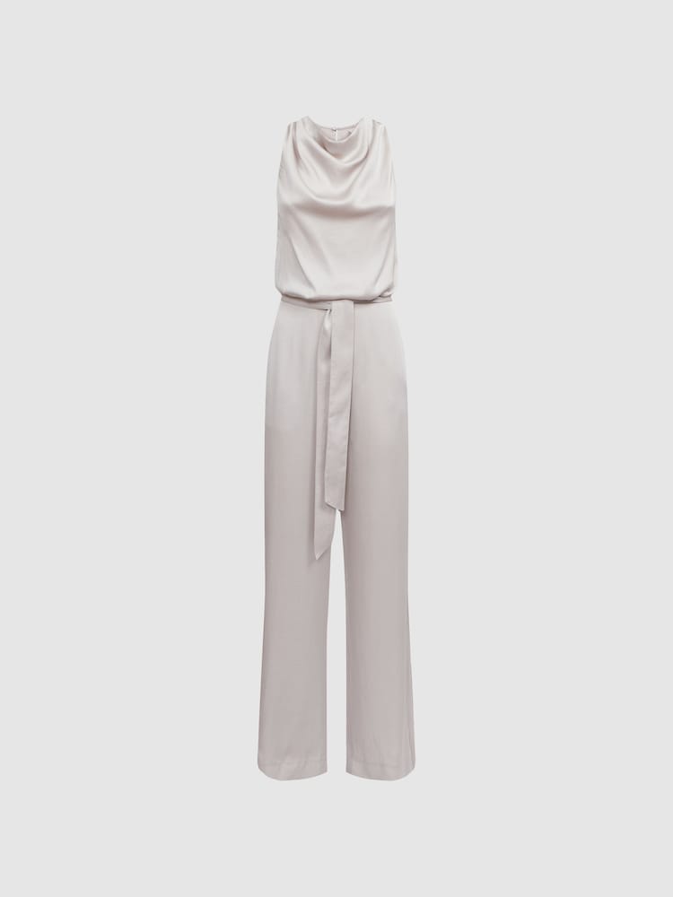 Reiss Neutral Rose Sleeveless Cowl Neck Jumpsuit - Image 2 of 5