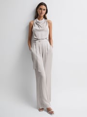 Reiss Neutral Rose Sleeveless Cowl Neck Jumpsuit - Image 4 of 5