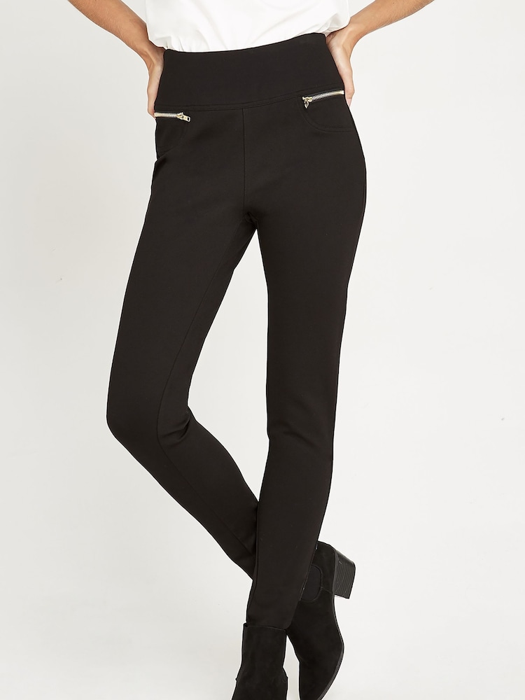 Apricot Black Zip Detail Ponte Trousers - Image 1 of 5