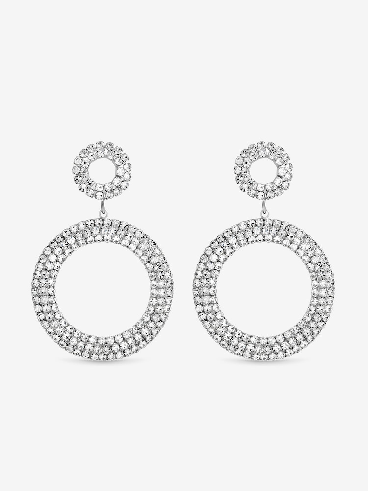 Mood Silver Tone Jet Open Circle Statement Earrings - Image 1 of 1 Mood Silver Tone Jet Open Circle Statement Earrings - Image 1 of 1