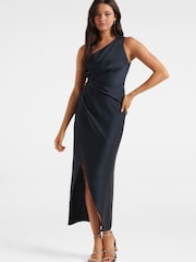 Forever New Blue Melissa One Shoulder Satin Dress - Image 1 of 4