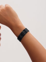Mood Silver Tone Jet Crystal Cuff Bracelet - Image 1 of 3