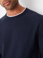 Threadbare Blue Crew Neck Jumper With Mock T-Shirt - Image 4 of 4