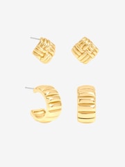 Mood Gold Gold Plated Ridge Multipack Earrings - Image 3 of 3