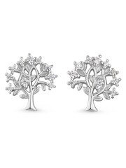 Beaverbrooks Silver Cubic Zirconia Tree Stud Earrings - Image 1 of 4