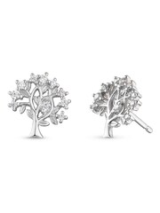 Beaverbrooks Silver Cubic Zirconia Tree Stud Earrings - Image 2 of 4