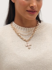 Mood Silver Gold Plated Multi Layered Cross Necklace - Image 2 of 3
